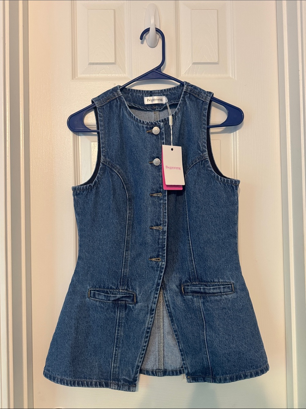 Beginning Boutique Dark Blue Denim Sleeveless Vest